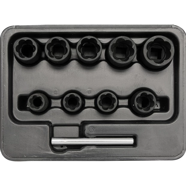YATO Roncsolt csavarfej leszedő készlet 10 részes 3/8 col 10-19 mm